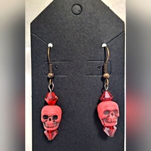 Edgy Red Skull Earrings